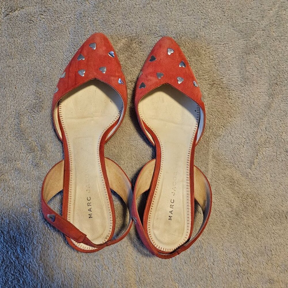 Marc Jacobs Salmon Pink Studded Slingback Shoes  8.5 - Picture 2 of 3